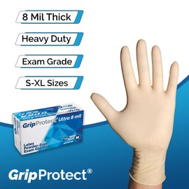 GripProtect Ultra 8 Mil Latex Exam Gloves, Heavy Duty, Medical, Automotive, Industrial, Janitorial (X-Large 100)