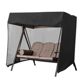 boyspringg Outdoor Swing Cover 3 Seater Waterproof, Patio Swing Cover 87x49x67 Inch, Porch Swing Cover for Outdoor Furniture, Durable Waterproof UV Resistant Weather Protector ( Black )