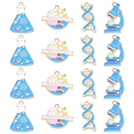 KitBeads 20pcs 4 Styles Enamel Chemistry Charms KC Gold Plated Microscope DNA Chemical Molecules Charms laboratory Biology Science Charms for Crafts