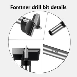 40mm Forstner Drill Bit, Black Tungsten Steel Wood Boring Bit, Round Shank Wood Tools, Professional Forstner Drilling Bit Cutter Bit,Woodworking Hole Saw