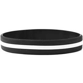 Adult Thin White Line Silicone Wristband (8 inch)