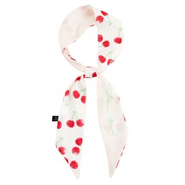 GERINLY Sweet Cherry Narrow Neckerchief Silk Feel Decorative Purse Scarf Chic Ribbon Hair Scarf Accessories for Travel