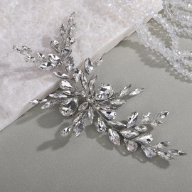 Rumtock Vintage Crystal Silver Headband Wedding Bridal Bridesmaid Side Headpiece Handmade Hair Accessories (Silver)