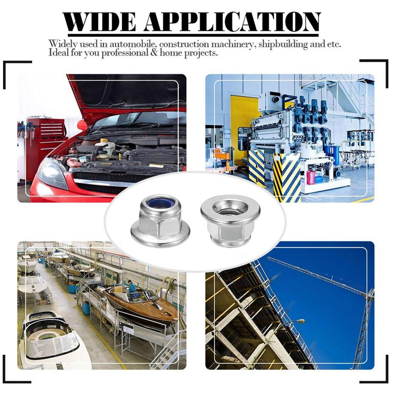 TA-VIGOR 10Pcs M10 Flange Lock Nuts, Stainless Steel Nylon Insert