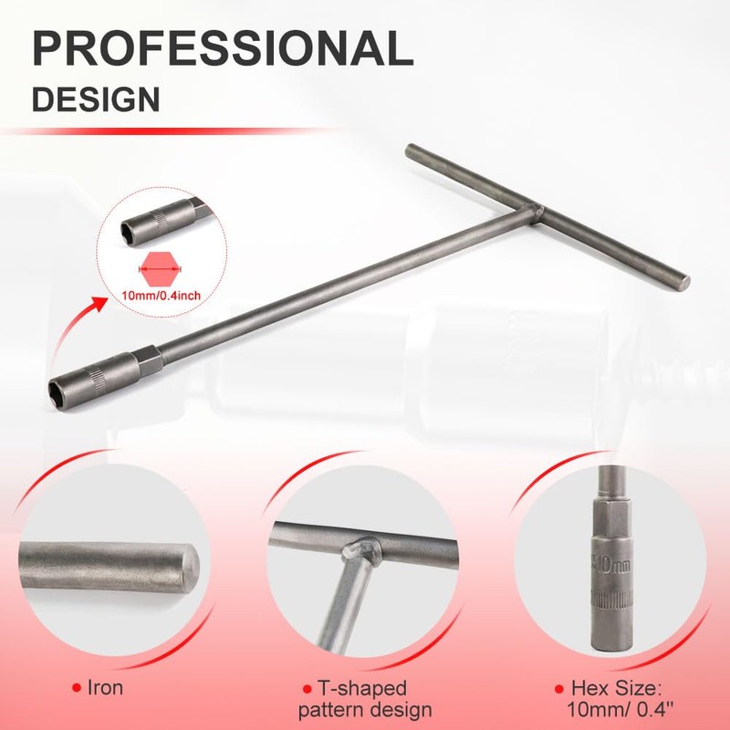 REARACE T-Handle Wrench, T Handle 10mm Hex Hexagon Socket Wrench