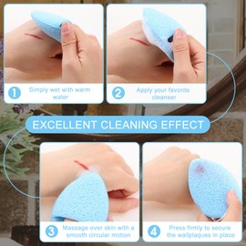 HJZHII 6pcs Face Sponges for Cleansing, Reusable Puff Facial Sponges with Finger Cot Face Scrubber Exfoliating Pads Glove Sponge Suitable for Makeup Remover Cleansing Washing Face All Skin Types
