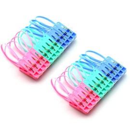 JCBIZ 24 pines de clip para ropa, clip de cuerda multicolor para colgar, línea de ropa a prueba de viento, calcetines de secado de ropa, ganchos de plástico PP