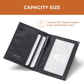 Allett Hybrid Card Wallet, Jet Black | Nylon, RFID Blocking, Vertical Layout | Minimalist, Bifold, Card Holder, Water Resistant, Thin, Front Pocket | Holds 3-10+ Cards, Cash | Made in the USA