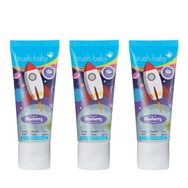 Brush-Baby Blueberry Toothpaste for Kids 3+ Years (Pack of 3 x 50ml Tubes)