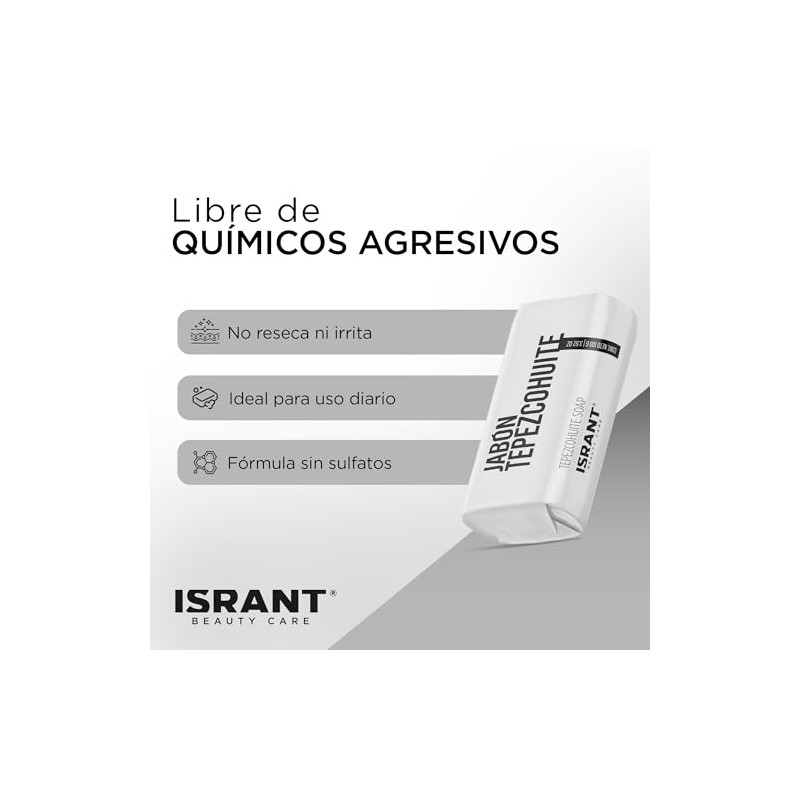 Jabón de Tepezcohuite Corporal Natural ISRANT 100g | Sin Parabenos