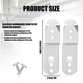 2pcs Dishwasher Mounting Bracket, 00619985 Stainless Steel Under Counter Dishwasher Mount Clips Parts Compatible with Bosch Thermador Kenmore Gagenau & Most Top Brand Dishwashers