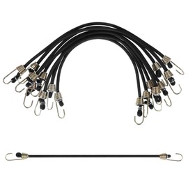 8 PCS Small Bungee Cords with Hooks, 10.4 Inch/26cm Short Bungee Cords, Short Bunge Straps Heavy Duty Outdoor Assortment, Black Elastic Straps for Bundling and Securing Small Items