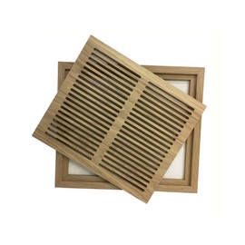 10 Inch x 10 Inch White Oak Hardwood Vent Floor Register Flush Mount with Frame, Slotted Style, Unfinished