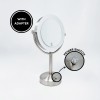 BROOKSTONE | 1X/10X Magnifying Double-Sided Lighted A/C Plug-In Tabletop Mirror