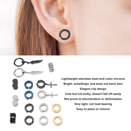Aretes Magnéticos Acero Inoxidable Zirconia Juego de Aretes Magnéticos 10 Pares Brillante Uso Diario
