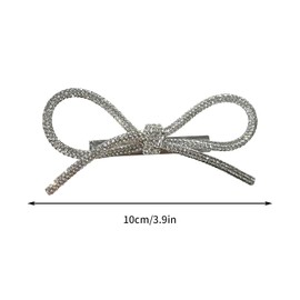 Silver Hair Bow for Women Girls Sparkly Rhinestone Hair Clips for Long Short Curly Thin Hair French Big Bling Ribbon Bowknot Alligator Hair Clips Fashion Wedding Party Hair Styling Accessories