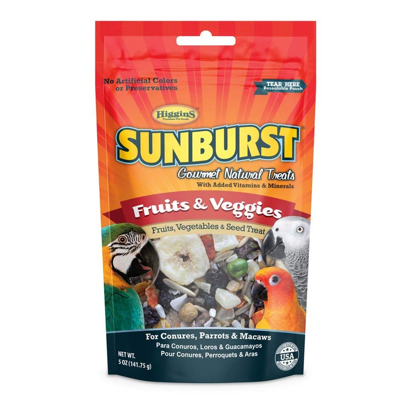 Higgins Sunburst Fruits & Veggies Gourmet Treats For Conures, Parrots