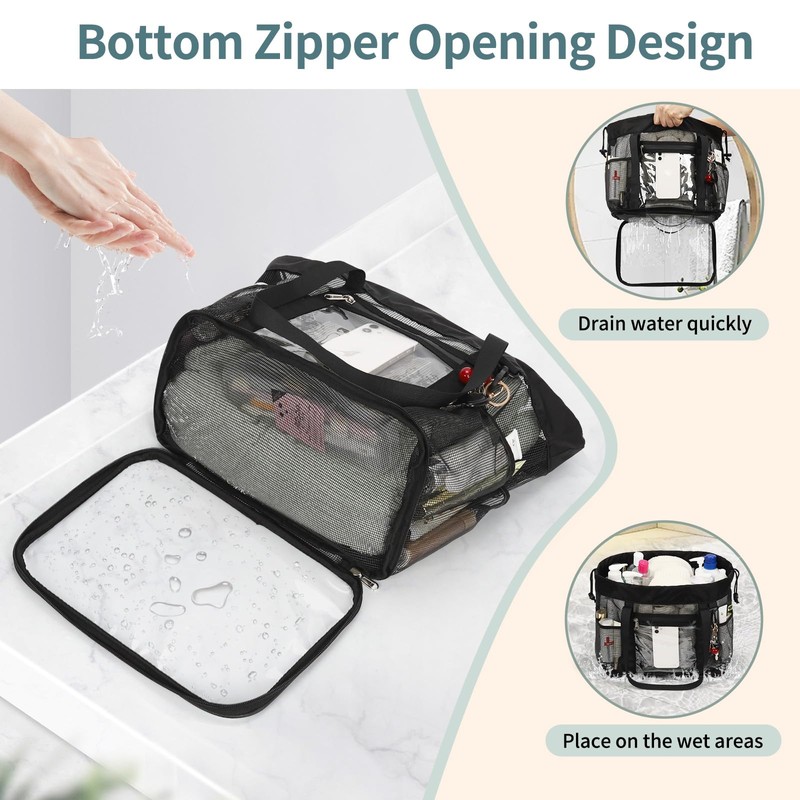 Large Shower Caddy Portable, Mesh Shower Caddy with Hook, Hanging