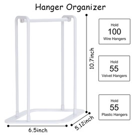HAKDAY Hanger Stacker Holder Stand, White Plastic Hangers Rack Storage for Closet and Laundry Room Organization