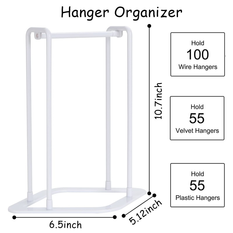 HAKDAY Hanger Stacker Holder Stand, White Plastic Hangers Rack Storage