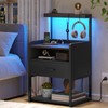 VIAGDO Night Stand Set 2 with Charging Station and LED