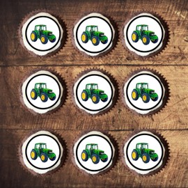 Tractor Farmer Edible Premium Strength Sweet Vanilla Wafer Rice Paper Cupcake Topper/Decoration