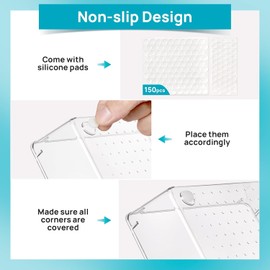 MERATIA 14 PCS Clear Plastic Drawer Organizer Set,4 Sizes Desk Drawer Divider Organizers and Storage Bins for Non-Slip Storage Containers for Makeup, Jewelries, Bedroom，Kitchen Utensils and Office