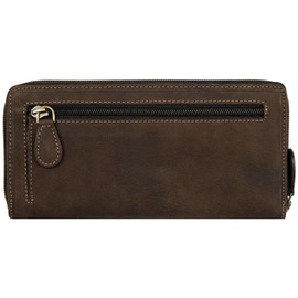 Klondike 1896 large genuine leather ladies' purse 'Mary' with zip-fastening, purse made of genuine leather, dark brown