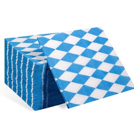 Pack of 60 Oktoberfest Napkins - Bavarian Decoration, 33 x 33 cm Napkins Blue White Oktoberfest Decoration for Munich Oktoberfest Barbecues and Other Celebrations, Oktoberfest Party Accessories