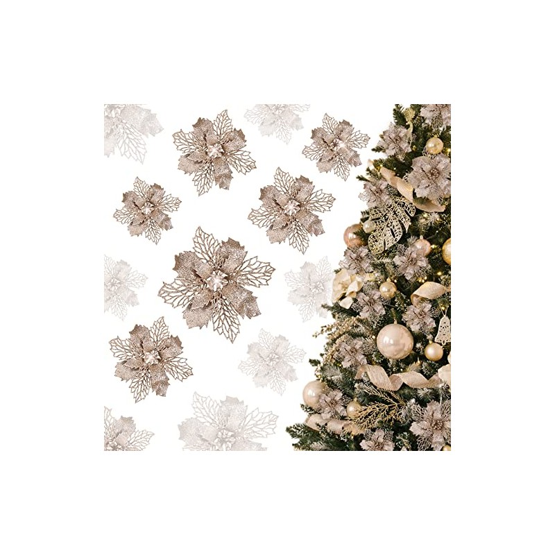 GWHOLE 21 Nochebuenas Navideñas Adornos para Árbol de Navidad, 10/12/16cm