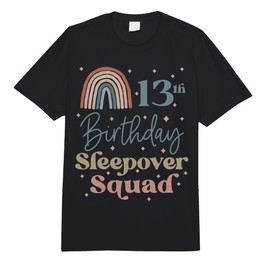 13th Birthday Boho Rainbow Sleepover Squad Pajamas for Girls Comfort Colors Adult Heavyweight T-Shirt