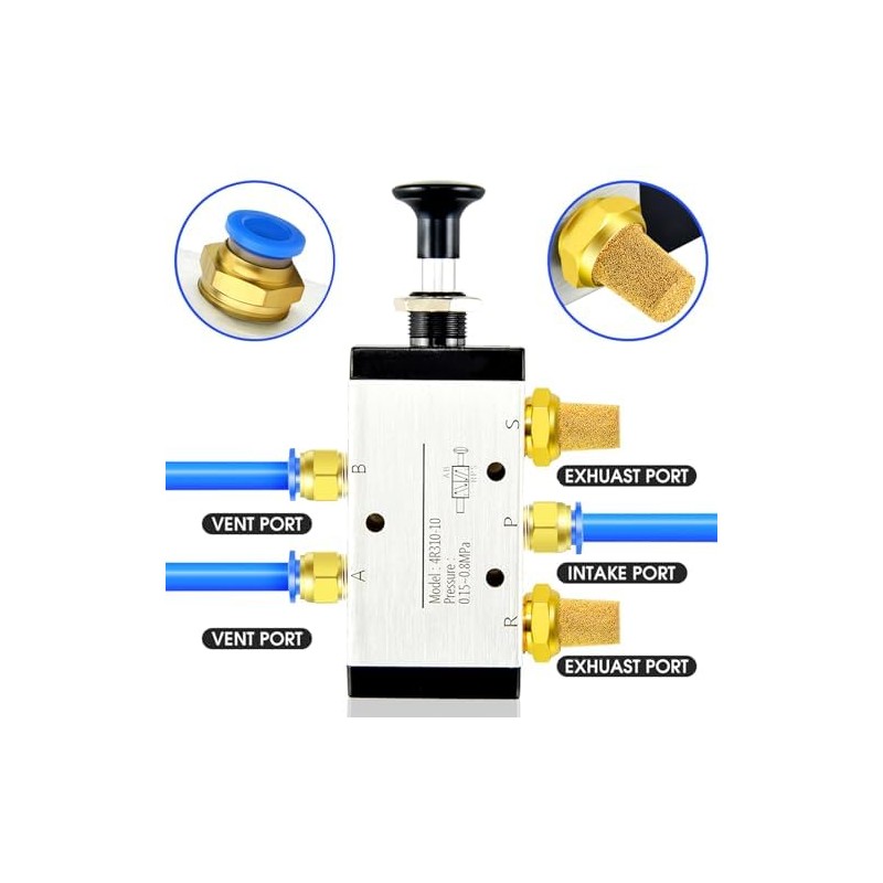 ERGAOBOY 3/8" BSP 5 Way Pneumatic Solenoid Valve with 2