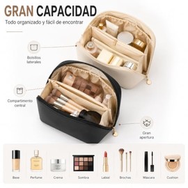 2 Piezas Bolsa de Cosméticos de Viaje, Makeup Bag de Gran Capacidad, Material de Cuero Impermeable, Multicompartimento, Bolsa de Maquillaje Multifunci