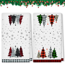 Cosiesnest 2 PCS Christmas Kitchen Towel 45 * 66cm Christmas Tea Towels for Kitchen Hand Towels for Kitchen Soft Absorbent Quick Dry Dish Towels Bar Towels for Home Pub Christmas Kitchen Accessories