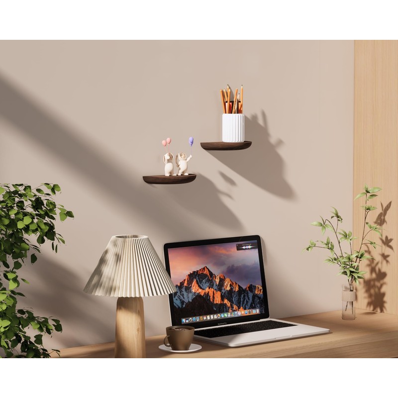QsQueen Solid Wood Half Round Floating Wall Shelves | Elegant