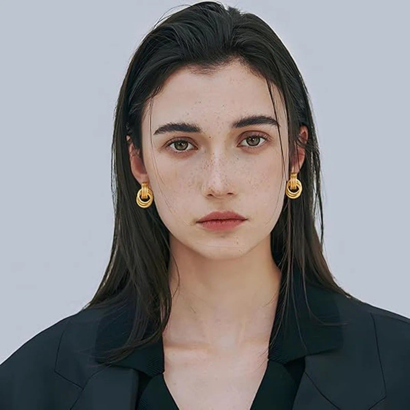 Aretes De Nudo Oro 18k Pendientes Gruesos Joyeria Para Mujer