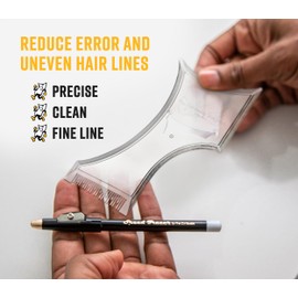 The Cut Buddy PLUS Beard Shaping Tool, Clear Template with Built-in Comb and Bonus Pencil, Ideal for Hairline, Beard, and Mustache Trimming