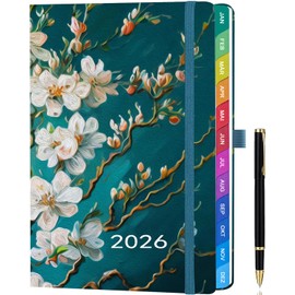 2026 A5 Calendar - Weekly Planner & Diary with Monthly Overview, January to December 2026, with Colourful Monthly Tabs, Colourful Inner Pages, Inner Pocket & Pen - Dark Green