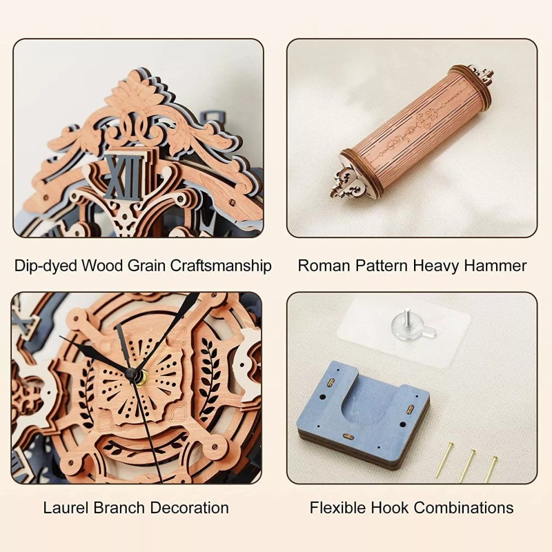 ROKR 3D Wooden Puzzles for Adults-DIY Wall Quartz Clock Kits