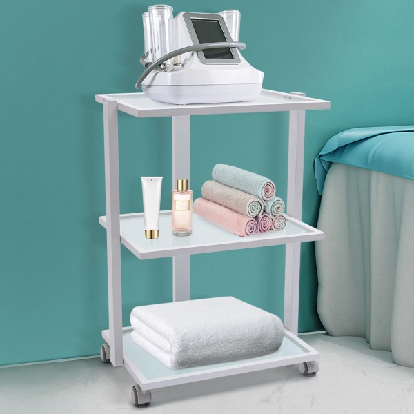 TBvechi 3 Layers Esthetician Beauty Trolley Cart Salon Storage Glass