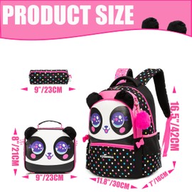 MYHSBYO Panda Kids Backpacks for Girls School Bag with Lunch Box School Backpack for Girls Set Cute Bookbag for Kindergarten