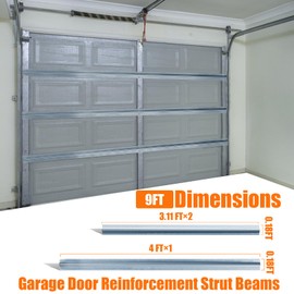 ZUIWAN 1 Set of 9FT Garage Door Strut Support Brace,9' Reinforcement Steel Hurricane Strut Beams,Heavy Duty,20# Thick Steel,Screws Included