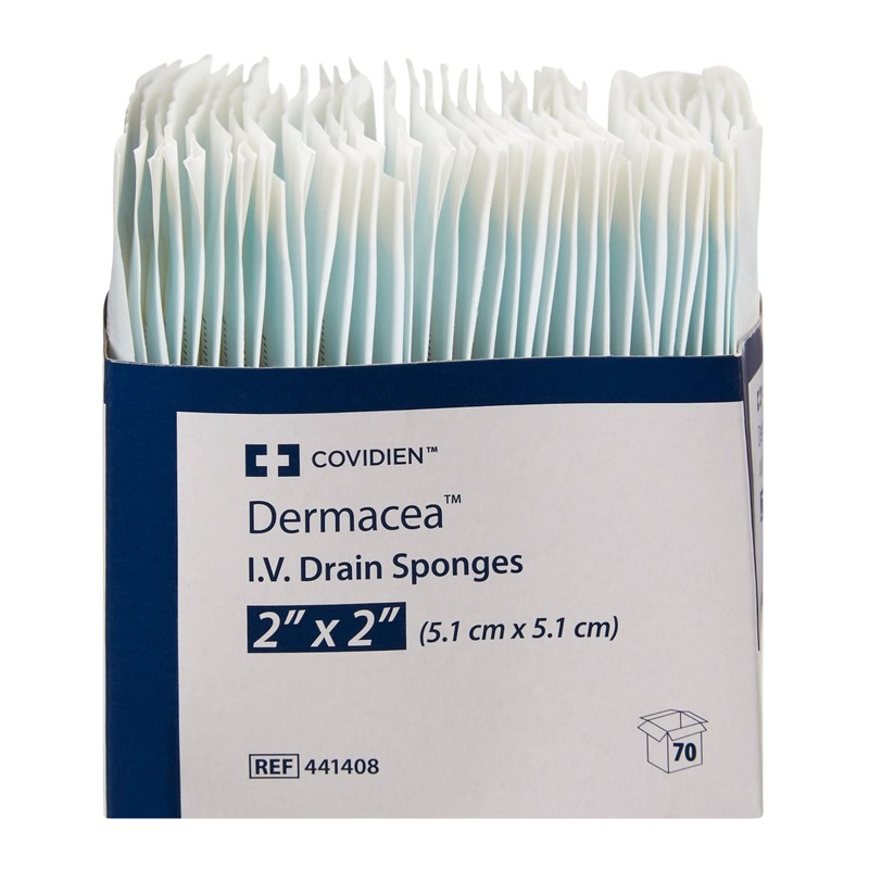 Covidien 441408 Dermacea I.V. Drain Sponges, 2" x 2" Size