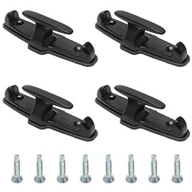 NovelBee 4pcs Chrome T-Hook Tie Down Rope with Washer and Mounting Screws for Car Boat (Black)