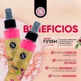 Quitaesmalte Studio Nails Clean Finish de Cereza, 120 mL Líquido Profesional con Acetona                                                              