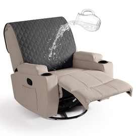 Ruaozz 100% Waterproof Recliner Chair Covers, Upgraded Non Slip Recliner Backrest Cover, Washable Recliner Covers for Reclining Chair with Straps, Headrest Covers for Recliner Chair, Charcoal Grey