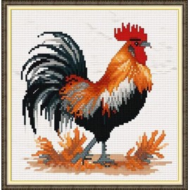 11 CT Cross Stitch Kits for Beginners Golden Chicken Printed Stamped Cross-Stitch Supplies Needlework Printed Embroidery Kits DIY Kits Needlepoint Starter Kits 21×21cm
