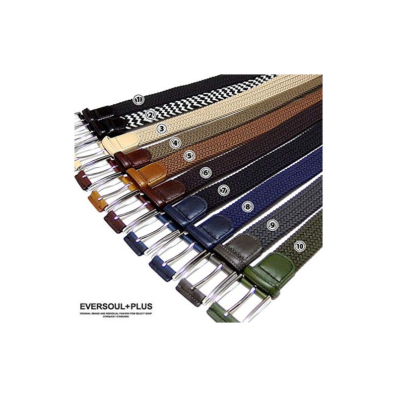 EVERSOUL Mesh Belt, 10 Colors, Stretchable, Elastic Belt, Braid, Business,