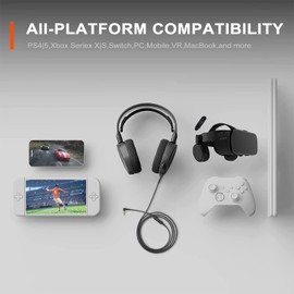 Replacement Cable for Arctis Headset, Audio Cord Compatible with Arctis 3, Arctis 5, Arctis 7, Arctis Pro Wireless, Arctis Pro Gaming Headset, with Detachable 3.5mm Audio Cable 4.92FT