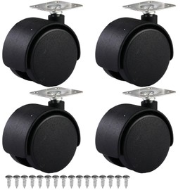 2” Large Furniture Wheels Set of 4 Plastic Nylon Casters Heavy-Duty Swivel Plate Castor Replacement Cart Wheels for Workbench Cabinet Table Shelves, Indoor Outdoor Universal Wheels Black